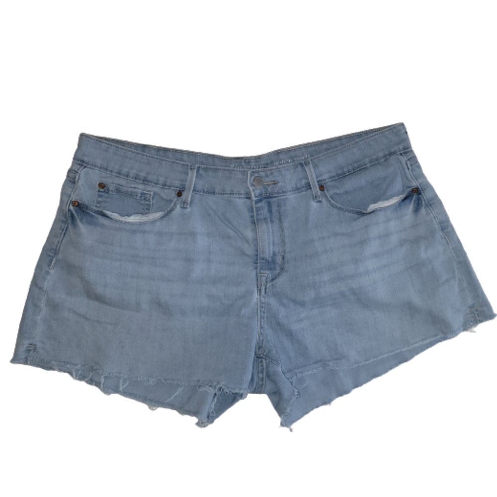 Levis Cut Off Fringe Shorts Lightwash Blue Size 14 - Picture 2 of 8